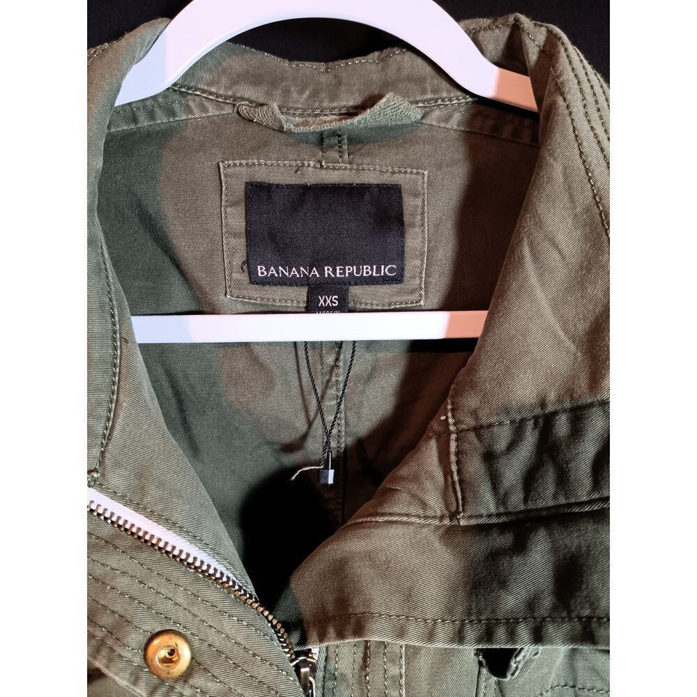 Banana Republic Olive Green Utility Flight Jacket XXS Classic Button Full Zip - Picture 3 of 5